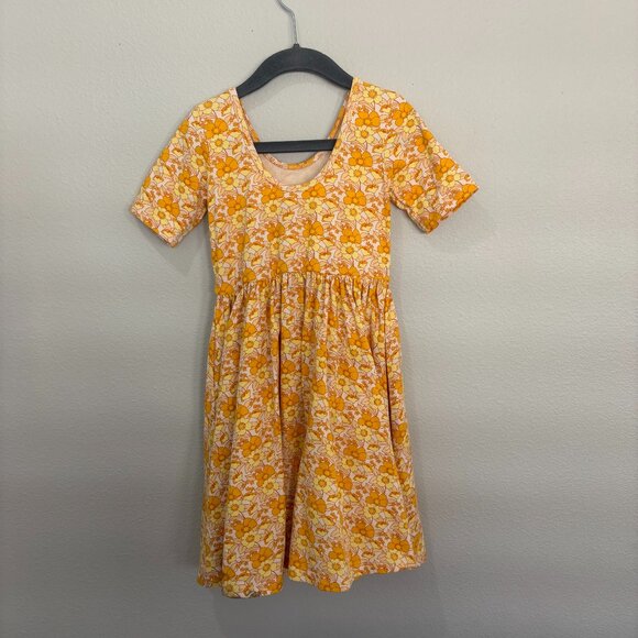 Alice + Ames cream short sleeve dress with yellow and orange flowers - Picture 2 of 2